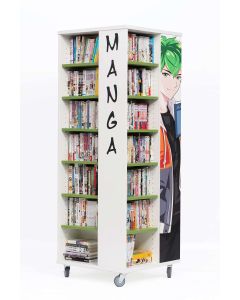 Mobile Manga Tower H1700mm - Kiwi Green Shelves