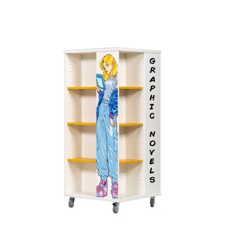 Everna™Mobile Graphic Novels Tower H1400mm - Curry Yellow Shelves