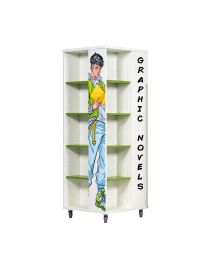 Everna™ Mobile Graphic Novels Tower H1700mm - Kiwi Green Shelves