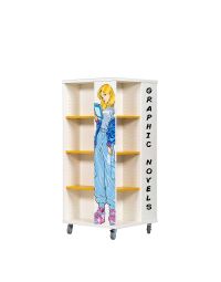 Everna™Mobile Graphic Novels Tower H1400mm - Curry Yellow Shelves
